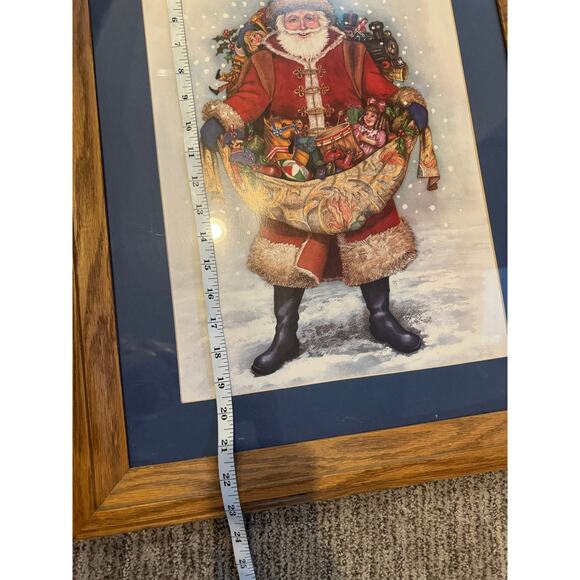 1991 Nadine Harper Old World Santa Claus Print in Wood Framed. - Picture 4 of 5